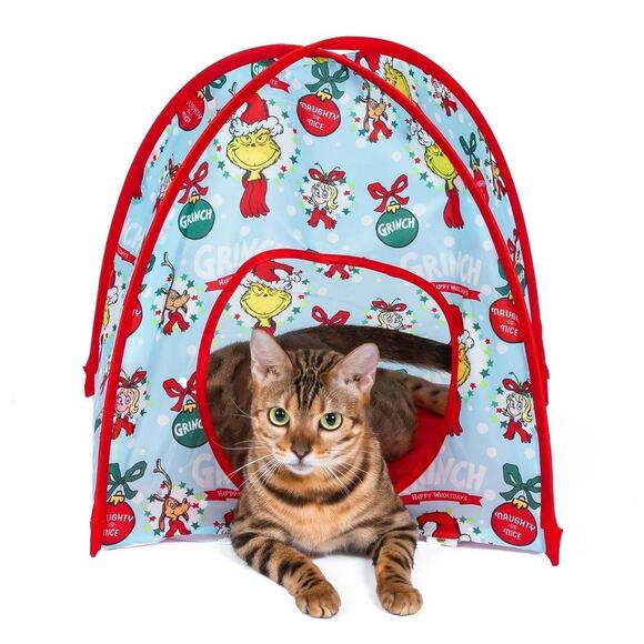 The Grinch Print Toy Pop-Up Cat Play Tent Toy Holiday Print Hide Play Sleep NWT - Picture 1 of 4